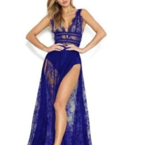 Sheer lace gown - lace, wrap