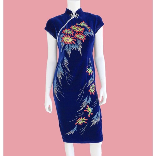 Vintage blue velvet - blue,