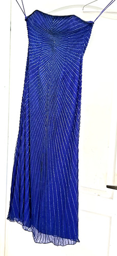 Strapless silk blue sequin - silk,